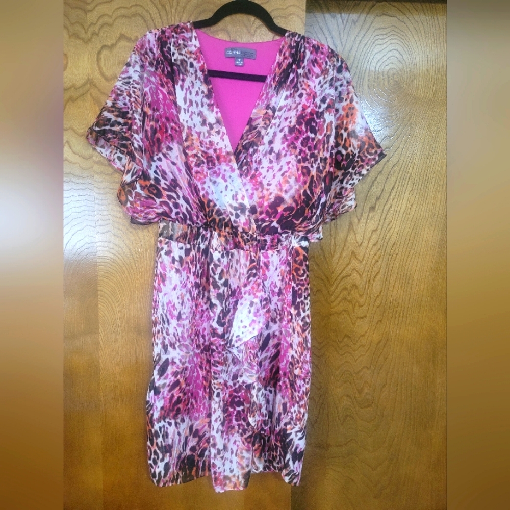 Pink Leopard Print Dress Sz 12